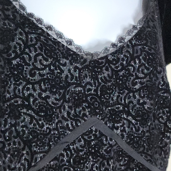 Velvet Burn Out Vintage Black Whimsygoth Y2K Goth Silk Blend Top 14P - Picture 1 of 7